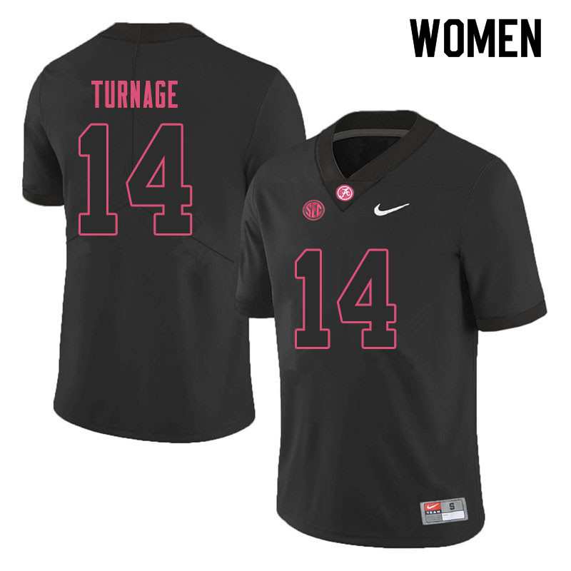 Alabama Crimson Tide Women's Brandon Turnage #14 Black NCAA Nike Authentic Stitched 2019 College Football Jersey LD16R17YC